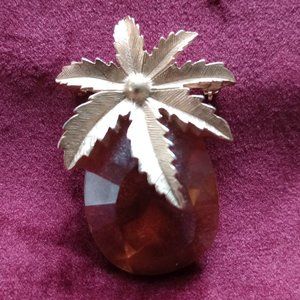 1964 Sarah Coventry Autumn haze pin brooch pendant Amber Stone